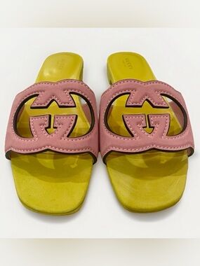GUCCI Dolly Pink Interlocking G Cut Out Sandals Size EU 39 Authentic MSRP $750